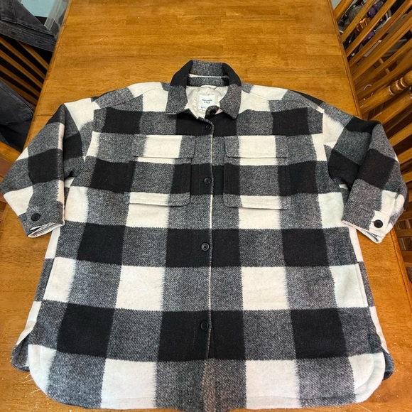 Abercrombie & Fitch Black and White Buffalo Shirt Chore Jacket XL - Picture 1 of 5